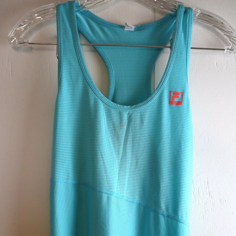 Teal Striped Razorback Fila Sport Tank Top Womens Small Athletic Shirt